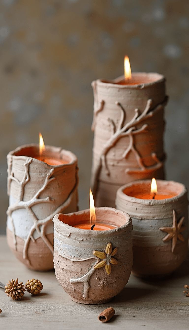 clay candle holders