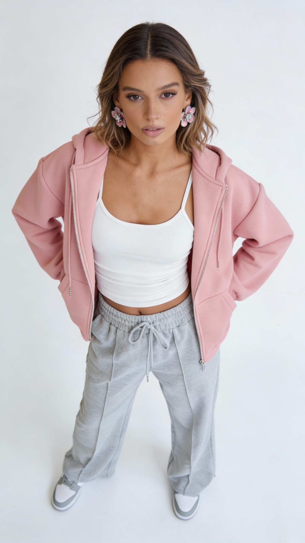 Soft Sporty Style: A Chic Athleisure Outfit with Feminine Edge