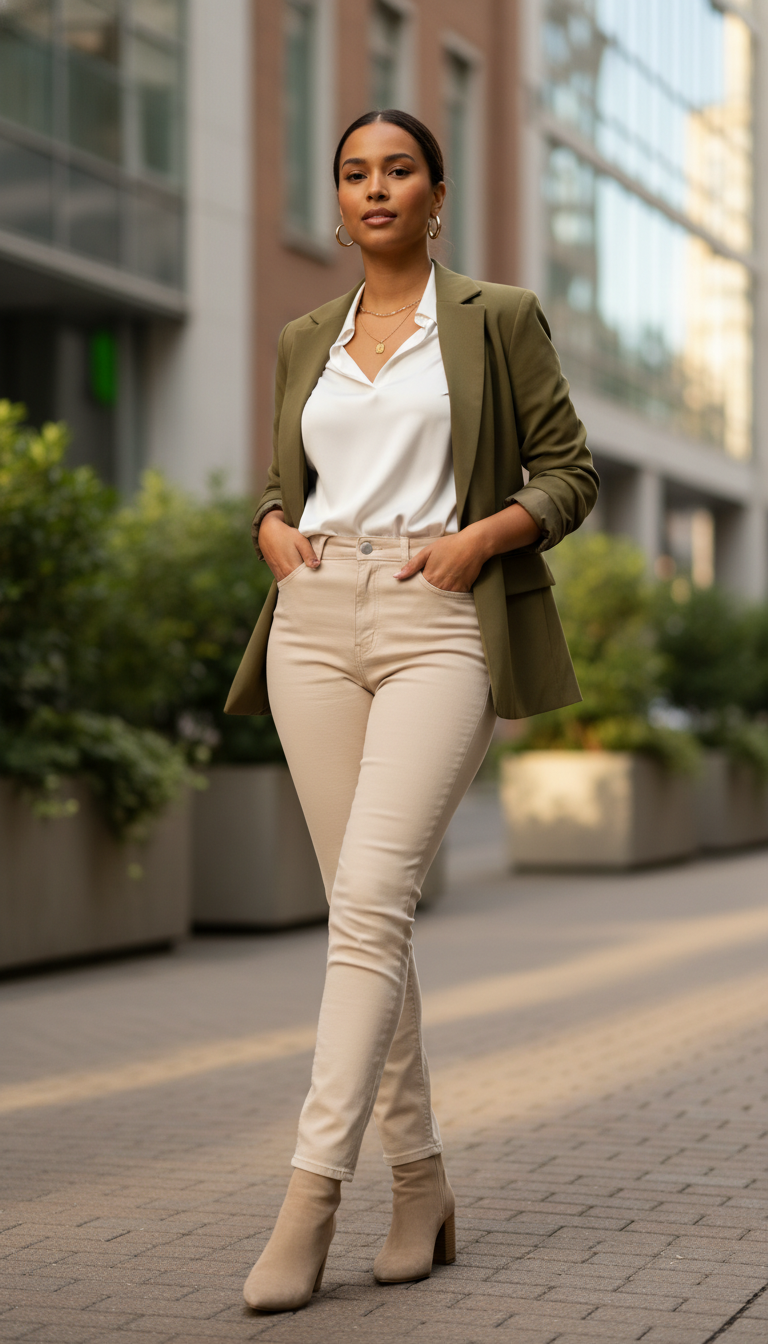 women's timeless neutral jeans look